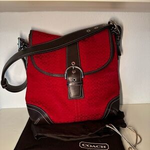 Y2K Coach Red and Brown Shoulder Bag/Tote